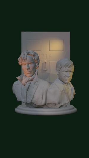 sherlock-cumberbatch-and-freeman-3d-model-front view