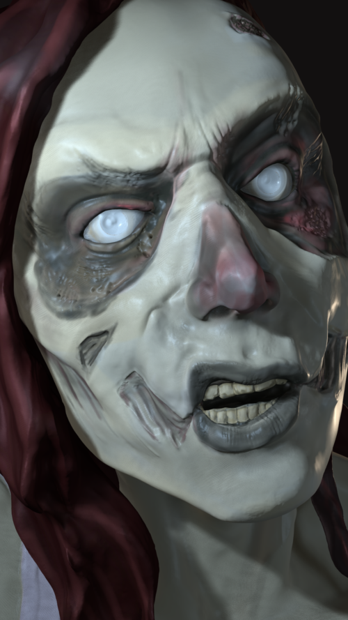 zombie-painted closeup
